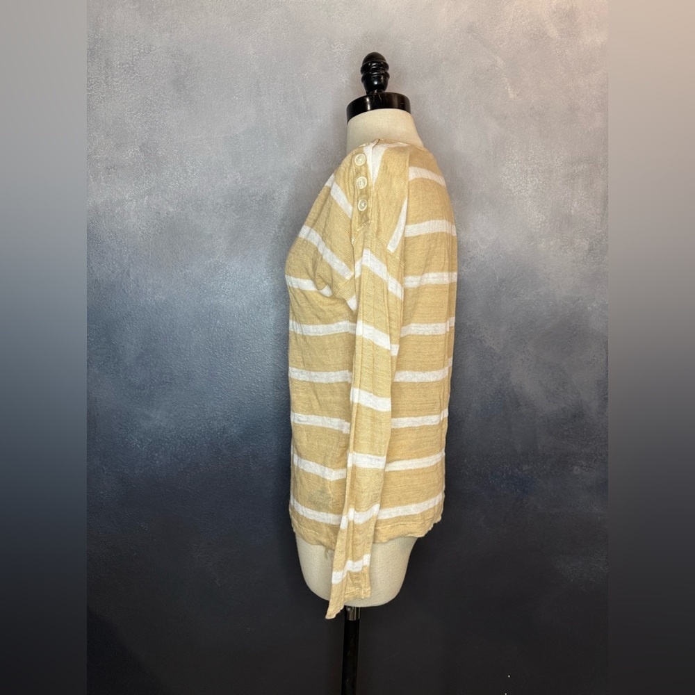 Lauren Ralph Lauren Striped Long Sleeve Top 100% Linen - Picture 5 of 9